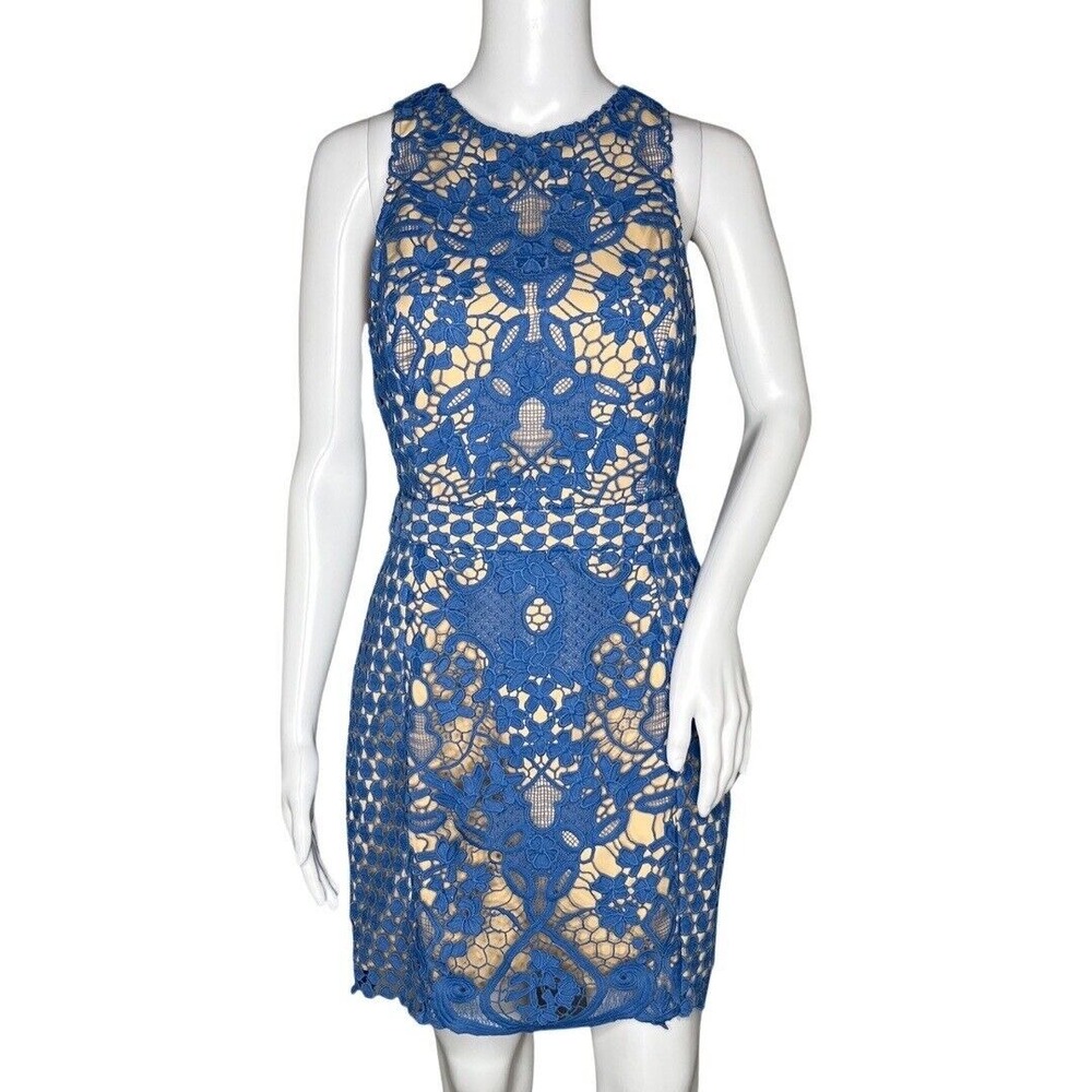 Endless Rose Dress Women Small Blue Guipure Lace Cocktail Wedding Guest Romantic